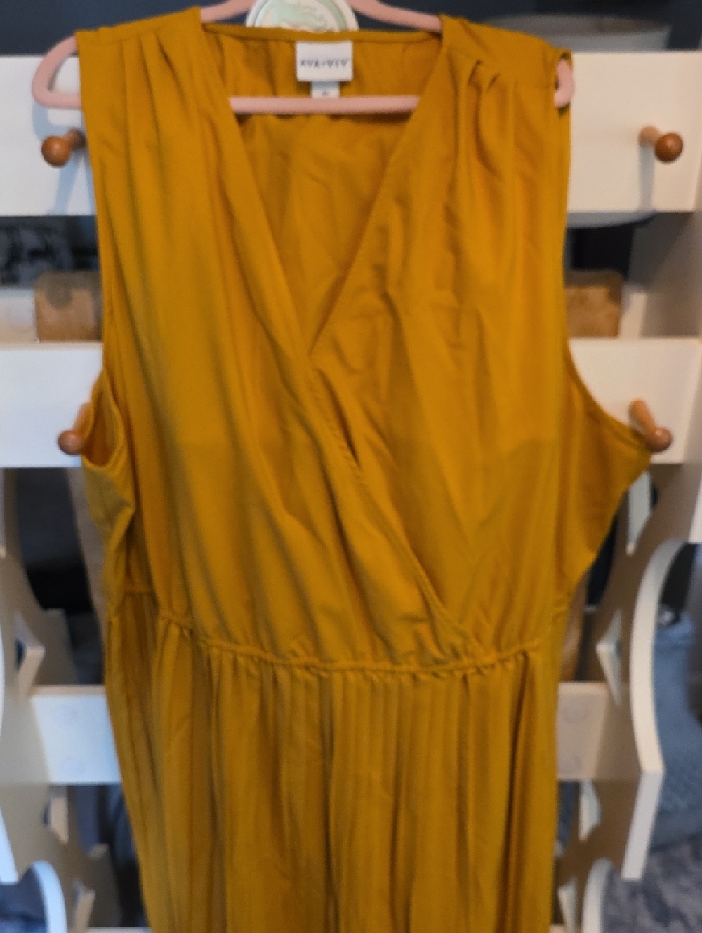 Ava & Viv Mustard Sleeveless Wrap-Front Dress